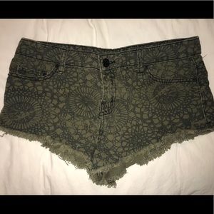 Dark Green patterned shorts- BGD Denim